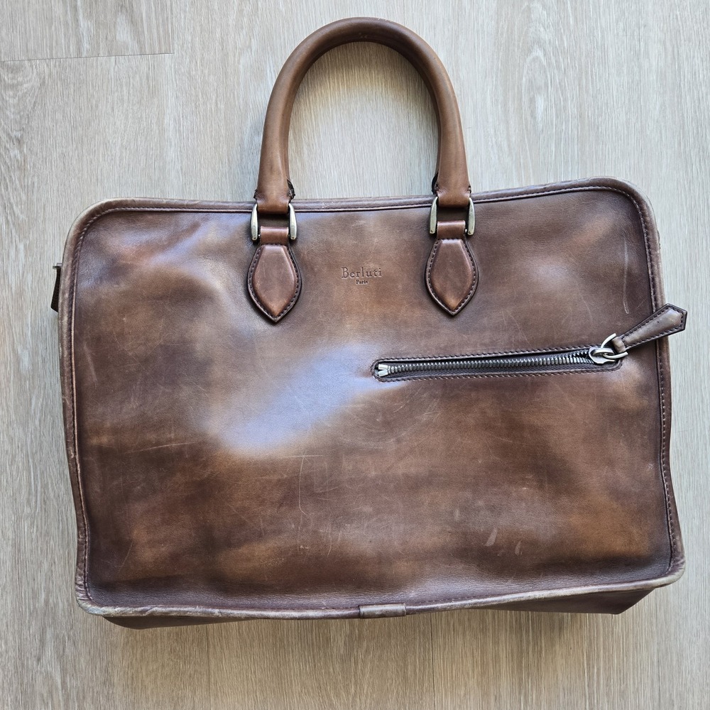 Berluti Paris Brown Leather Academia Briefcase